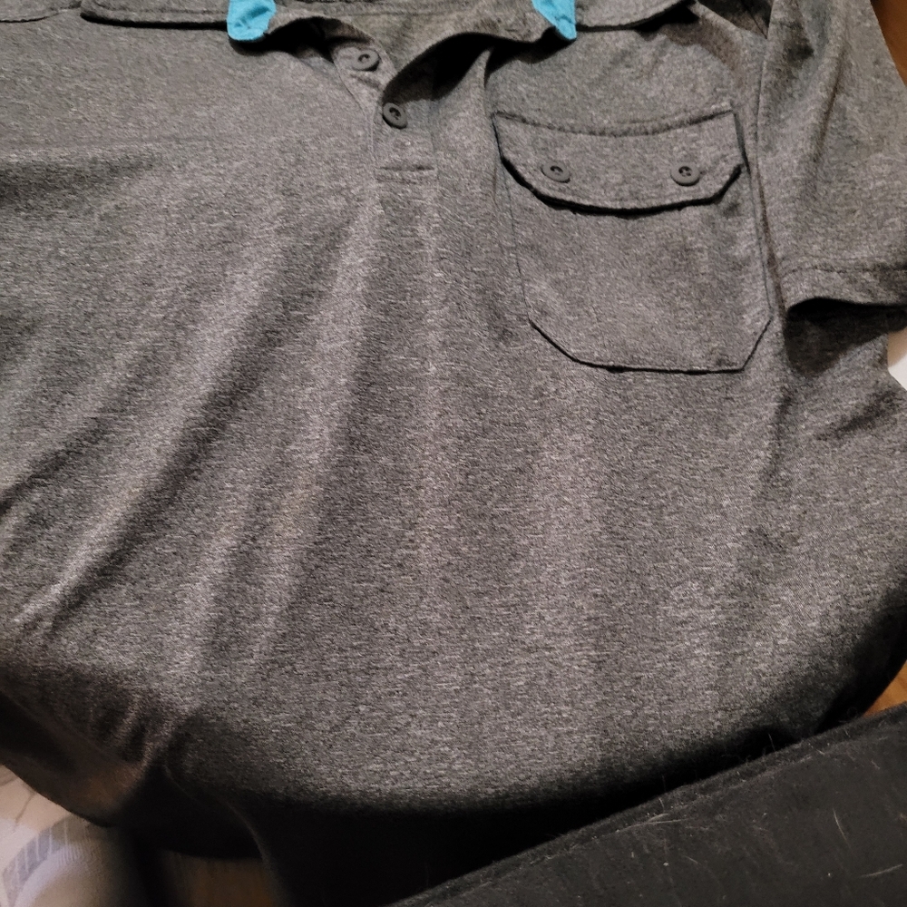 BKE Charcoal Gray Polo Shirt with Teal Accents